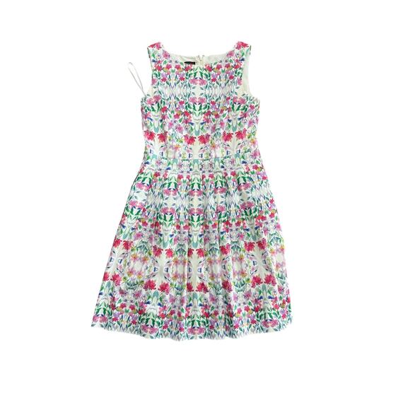 Talbots Multicolor Floral Pleated Skirt Sleeveless Fit & Flare Dress 8 - Picture 1 of 4